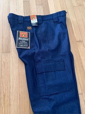 FB County Cargo Jeans Kackies Deadstock With Tags 40x32 Raw Denim Baggy Wide Leg